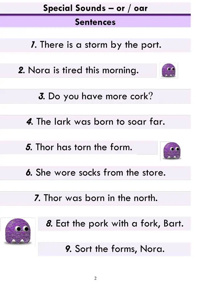 Or Ore Oar Worksheet